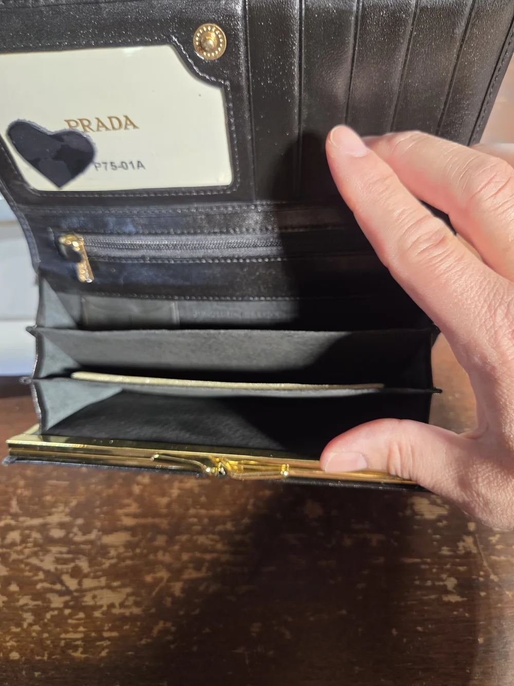 Prada Quilted Patent Leather Continental Wallet - Black & Gold Hardware